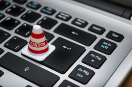 Caution cone on keyboard